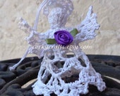 Crochet angel, Christmas ornament, small tree topper, baptism gift, door prize