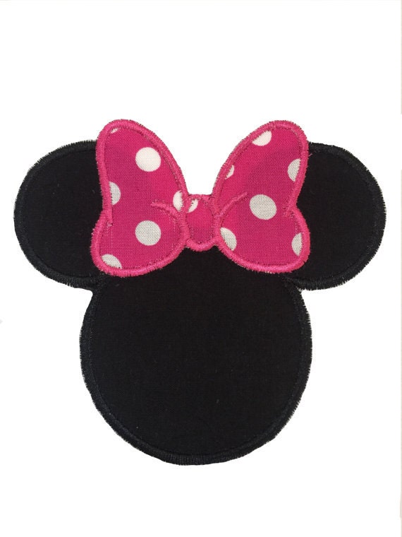Minnie Mouse Patch Minnie Mouse With Hot Pink Hair Bow Iron