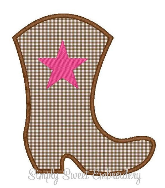 Cowboy Boot Machine Embroidery Applique Design