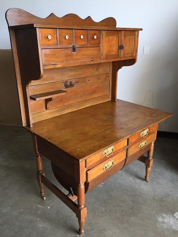 Antique Primitive 1899 Possum Belly Kitchen Cabinet