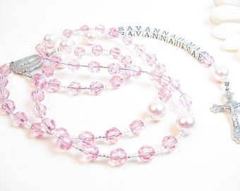 Girl's Rosary // Girl's Name Rosary // Pink Rosary // Child Rosary // First Communion Rosary // Personalized Rosary // Confirmation Rosary