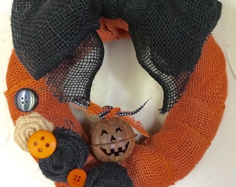 Halloween Wreath , Fall Pumpkin Wreath, Fall Decor Pumpkin , Halloween Pumpkin Wreath
