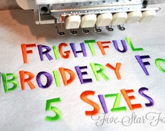 Frightful Embroidery Font - 5 Sizes Perfect for Halloween