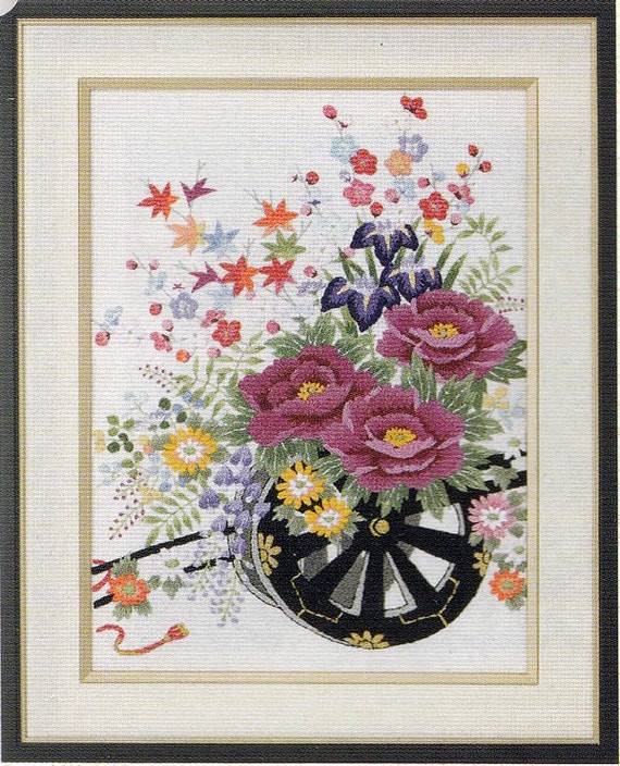 Tokyo Bunka Shishu 124 Flower Wagon Japanese Punch Embroidery