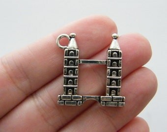 2 London bridge charms antique silver tone WT44