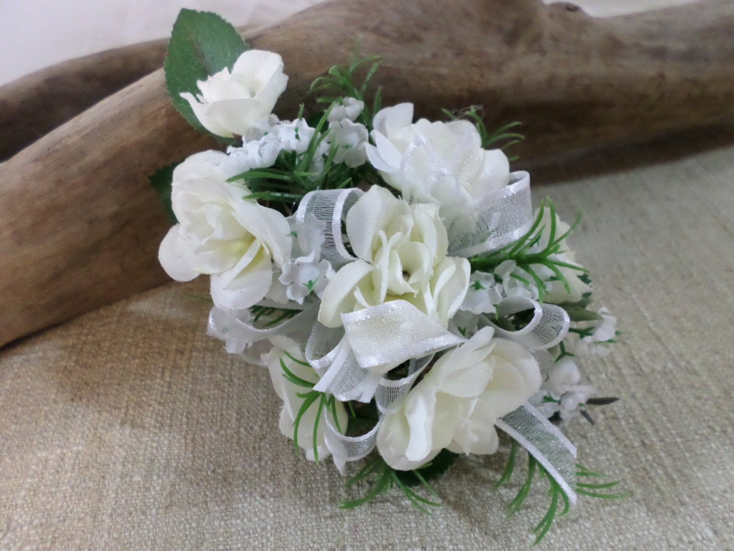 Wrist Corsage Silk White Mini Rose Flower Corsage Floral