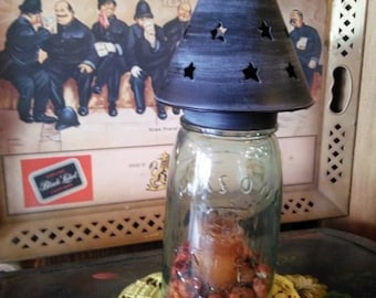 One Metal Star Cut Lamp Shade Regular or Wide Mouth Size Mason Ball Kerr Primitive Wedding Decor Candles