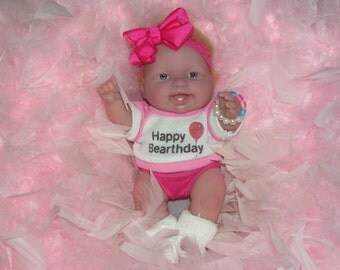 Reborn Doll, Girl, 8" Berenguer sculpt, OOAK Doll, Artist doll, maybe her first reborn or Birthday gift, full vinyl body