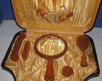 Antique Art Deco Celluloid Vanity Set in Box