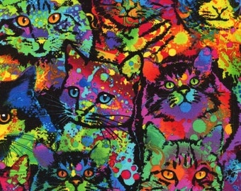 Cattitude Rainbow Cats - Timeless Treasures - Half Yard