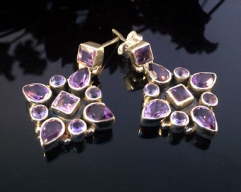 Amethyst Earrings,Gemstone 925 Silver Earrings,Birthstone jewelry,Purple Minimalist earrings by Taneesi
