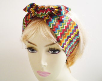 Boho Head Scarf, Boho Head Wrap, Colorful Boho Head Scarf, Bohemian Head Scarf