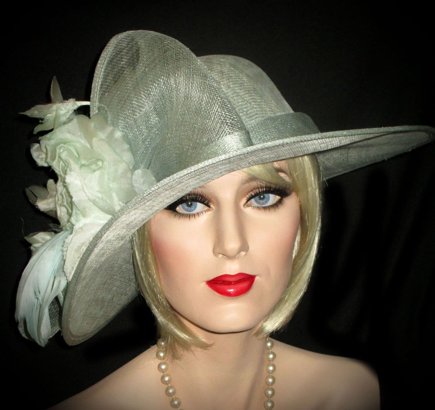 MINT JULEP Mint Green Kentucky Derby Hat Medium Brim Green