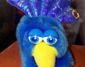 vintage 1985 Hasbro softies plush peacock Watchimal wrist watch bracelet RAD