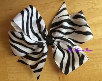 Black and White Zebra Print Large Pinwheel Bow