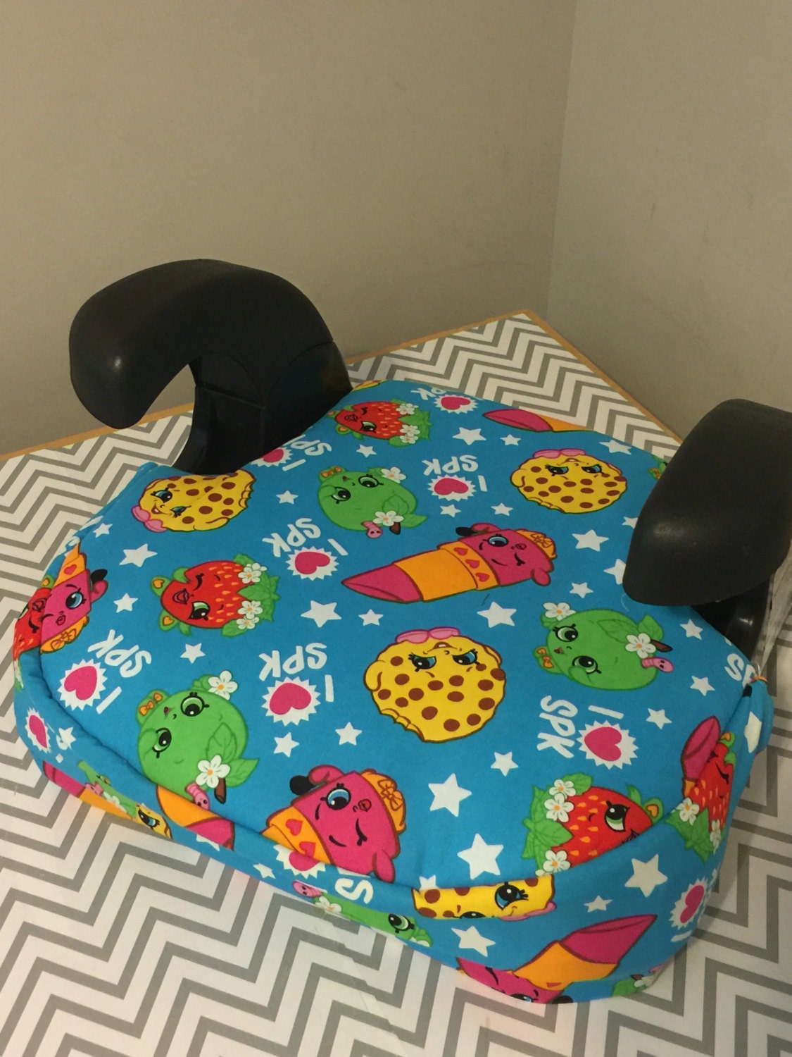 Booster Car seat Cover made with Shopkins fabric car seat
