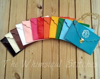 MONOGRAM CLUTCH PURSE, Monogram Purse, -Envelope Purse - Wristlet, Crossbody Chain, Monogrammed with your Initials, Sorority Gift
