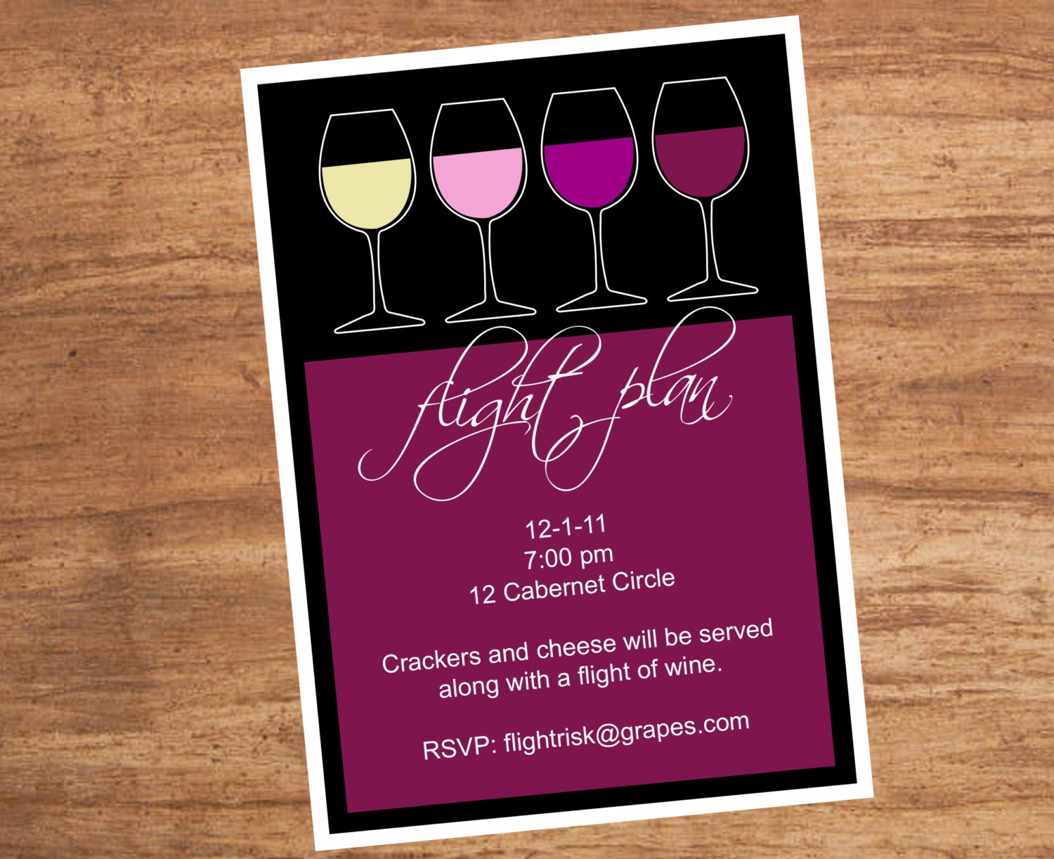 Wine Flight Plan Custom Party Invitation
