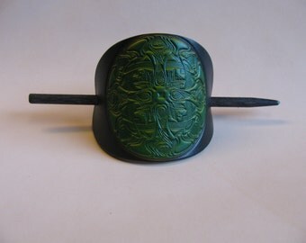 Leather Hair Barrette...large size