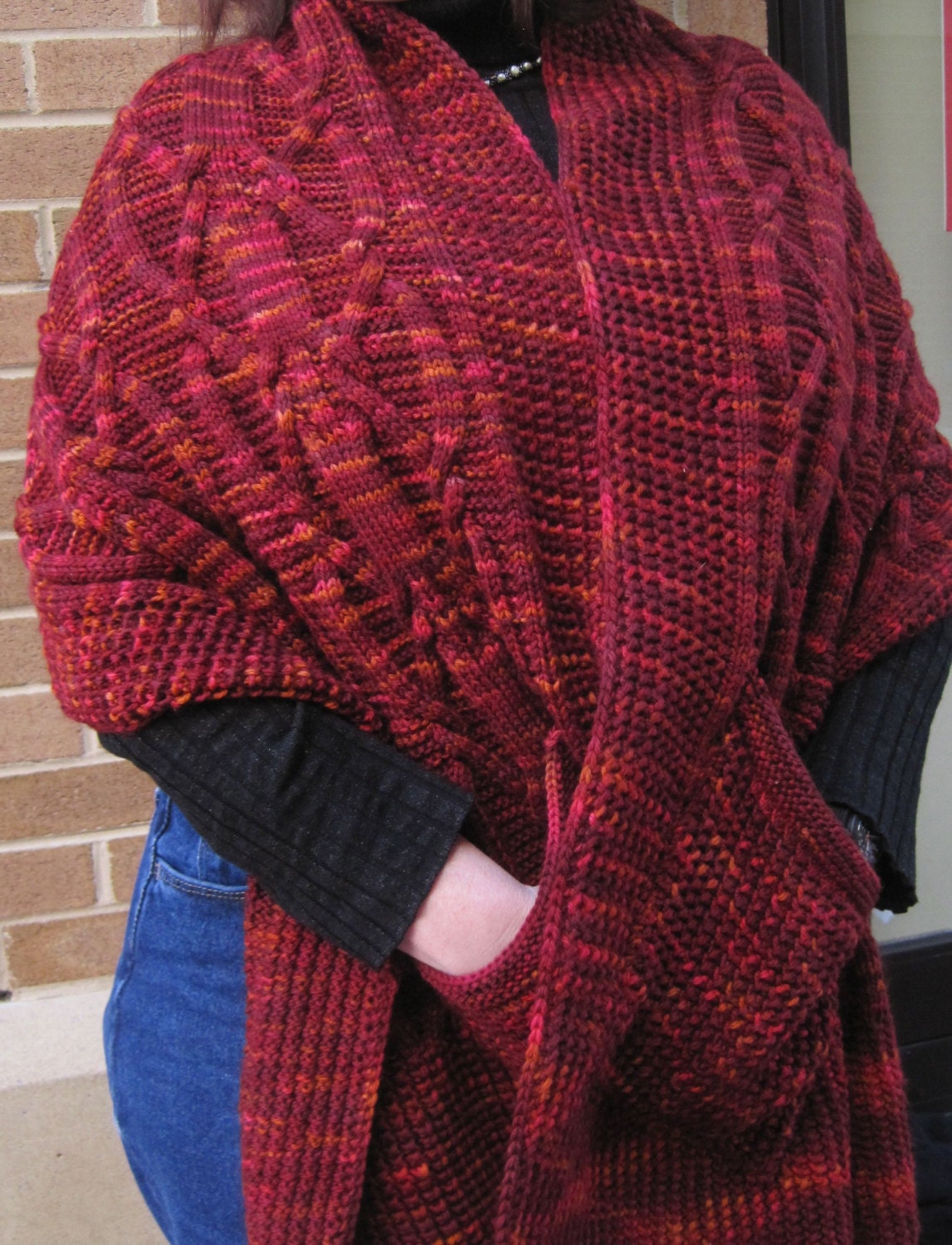 Knit Shawl Pattern Warm Dundalk Pocket Shawl