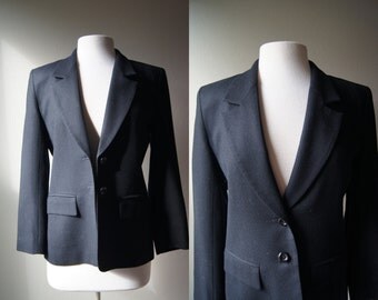 Vintage PENDLETON Jacket Black Wool Jacket Black Blazer Black Jacket Black Coat Petite Jacket Petite Blazer Small Jacket Wool Coat Small