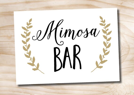 Mimosa Bar Sign Gold Printable