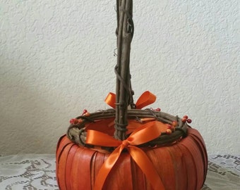 Pumpkin Flower Girl Basket | Halloween Basket