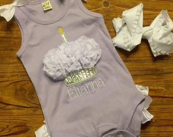 1st Birthday Girl Outfit - First Birthday Set - Cupcake Creeper - Personalized Cupcake Ruffle Bottom Creeper -Cake Smash Set