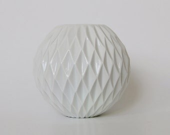 Modernist German Panton Era Space Age Op Art White Honeycomb Vase - Thomas 60s