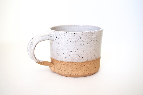 Pottery Coffee Mug in Speckled White by by RiverStonePottery