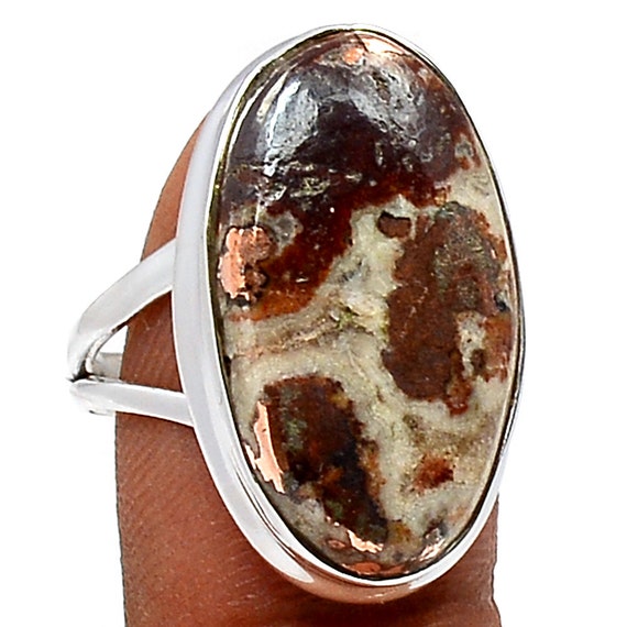 Copper Replacement Agate Sterling Silver Ring. Size 7