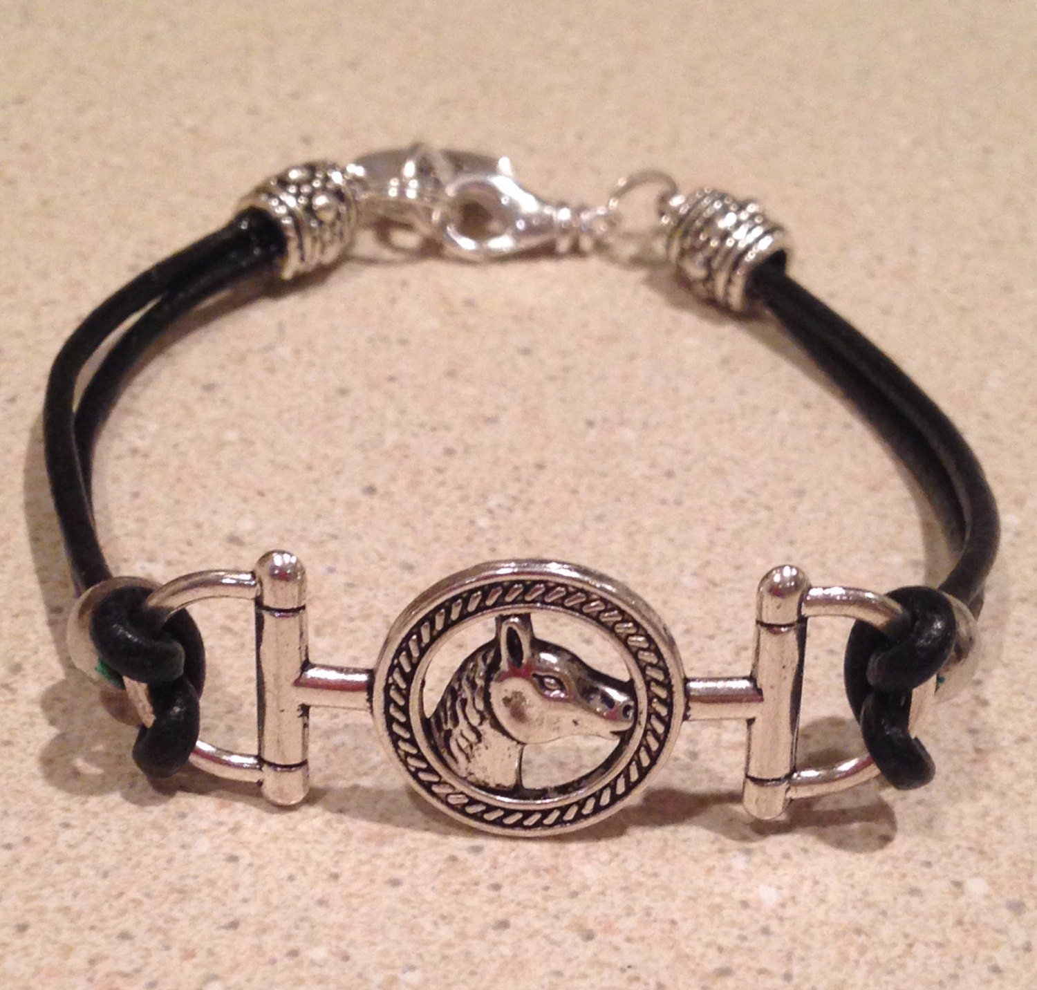 Horse Bit Bracelet Leather Snaffle Bit Bracelet horseshoe