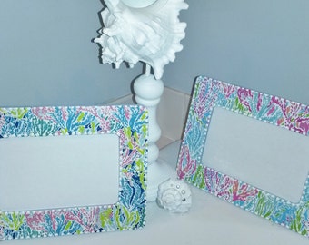 Lilly Pulitzer Inspired LET'S CHA CHA Print Picture Frame by Mama Duck Creations
