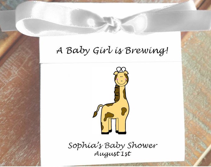 Giraffe Baby Shower Tea Bag Favors Zoo Animals Girl or Boy Baby Sprinkle Party Favors
