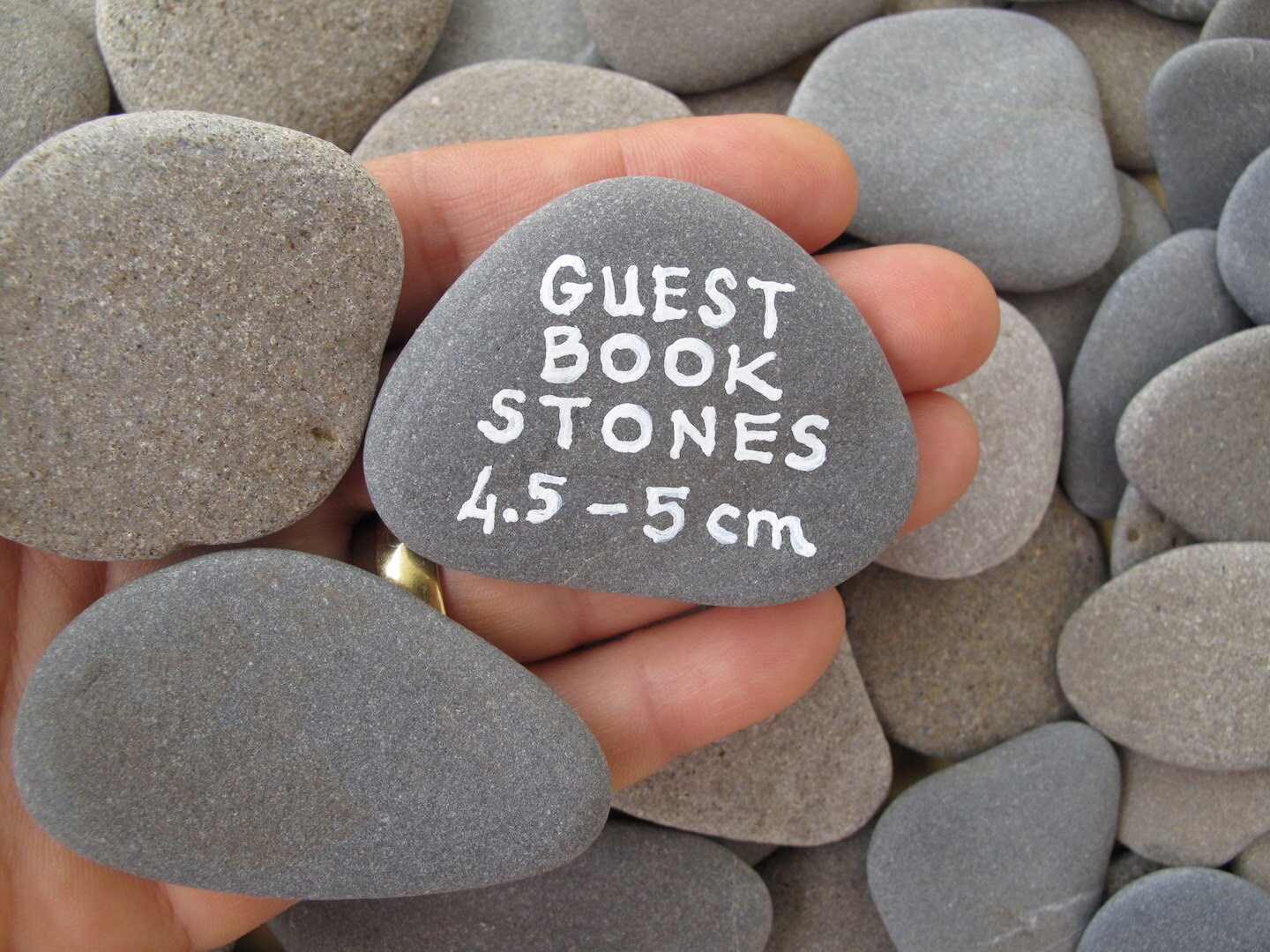 60 Wedding Stones Wish Stones Guest Book Stones by StoneAlone