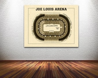Vintage New Detroit Red Wings Joe Louis Arena on Photo Paper, Matte paper or Canvas Sports Stadium Tickets Art Home Decor Line Drawing
