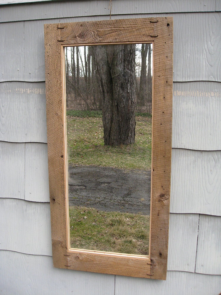 SOLD Large Primitive Rustic Barn Wood Mirror no.1604