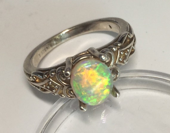 Australian Opal Ring Vintage Style Crystal Opal Ring with