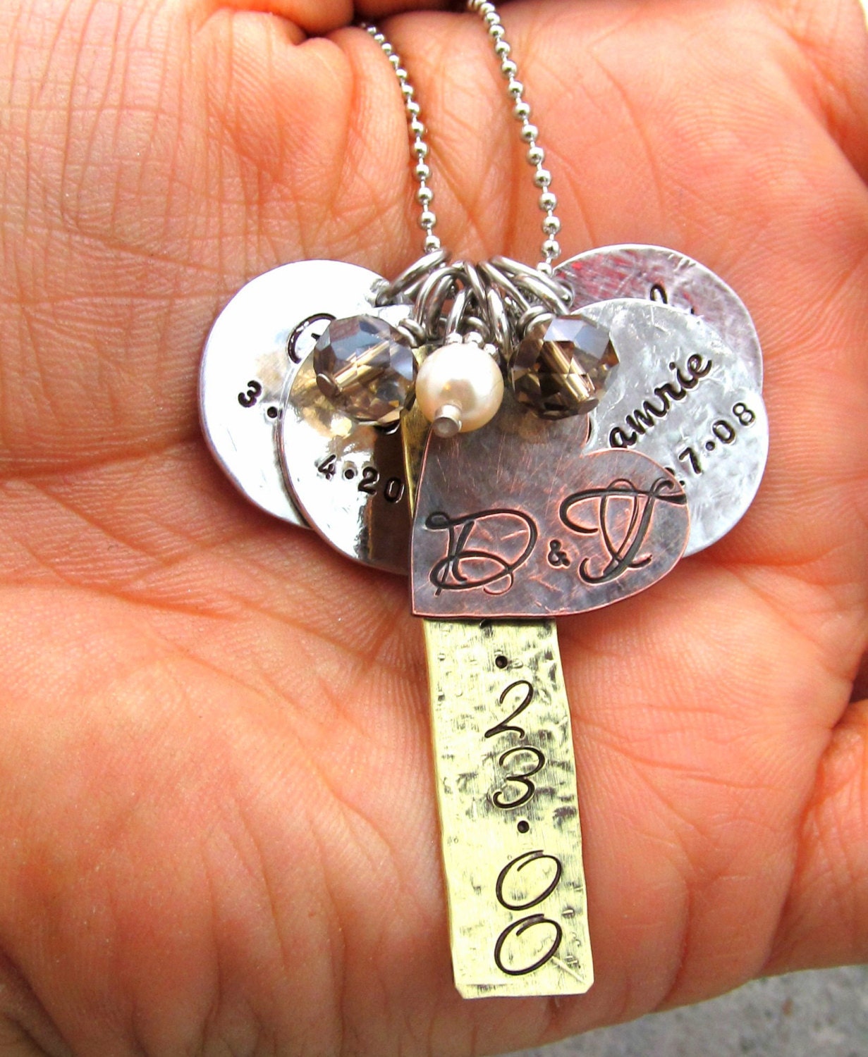 Personalized Necklace Hand Stamped Jewelry Mixed Metal