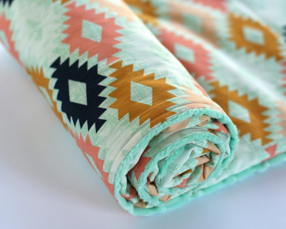 Arizona Aztec Minky Baby Blanket Tribal Nursery Bedding