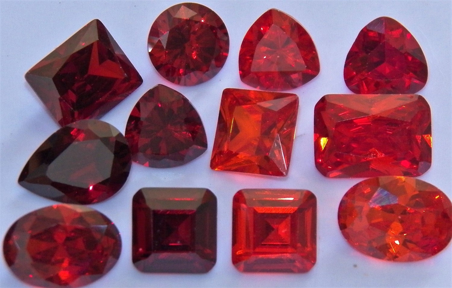 Big Red Loose Gemstones Large Faceted Round Oval Princess Pear