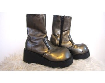 silver platform boots size 5