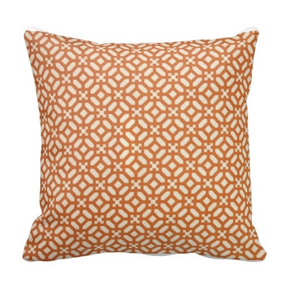 Items similar to Outdoor Throw Pillows, Outdoor Pillow, Orange Trellis ...