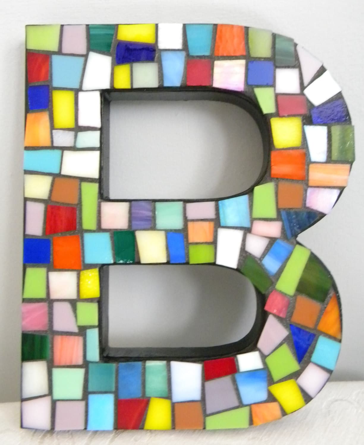 MOSAIC Alphabet Letter B Multi-color Stained Glass Art