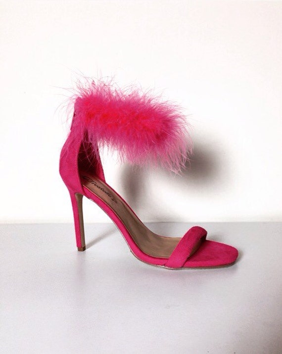 Furry Fuchsia hot pink Fun Fur Heels by theAFOshop on Etsy