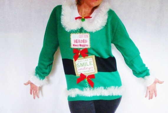 ELF Ugly Christmas Sweater. Light Up. Buddy the by TaborsTreasures