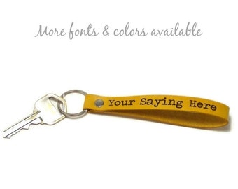 Personalized Key Fob, Leather Key Fob, Leather Key Chain, Gifts Under 15, Your Saying Here Custom Key Holder