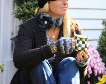 Crochet Pattern Kathleen Glove- fingerless glove pattern-crocodile stitch glove-dragon glove pattern