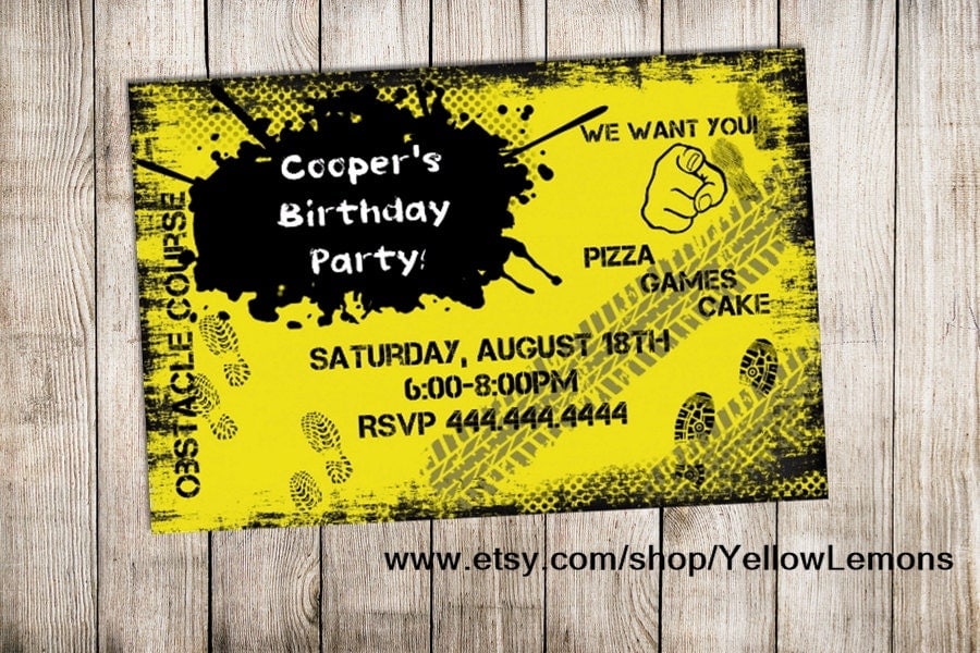 Obstacle Course Birthday Party Invitations 5