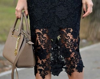 Lace skirt, ivory skirt , black skirt, white skirt
